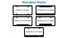 Silkscreen Plastic License Plate Frame | Standard Silkscreen Frame Chart